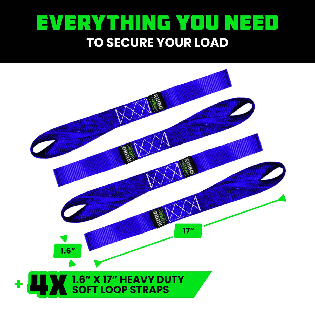 1.6" x 17" Soft Loop Tie-Down Straps (4-Pack)