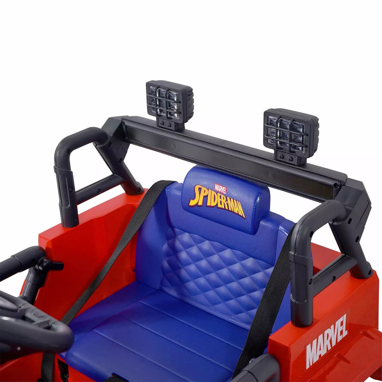 Spiderman SUV 6 Volt Ride-On Toy with Seat Belt for Safe Adventures