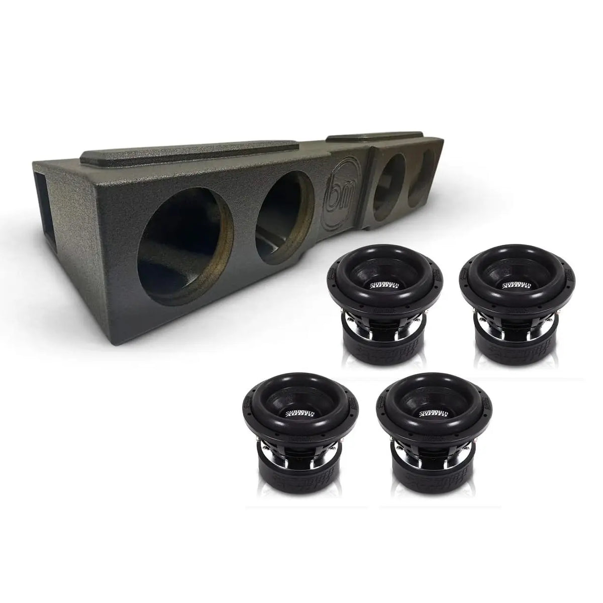 (4) Sundown SA8 v.3 & Chevy Crew Cab 07-13 & 19-26 Quad 8" Subwoofer Bass Package