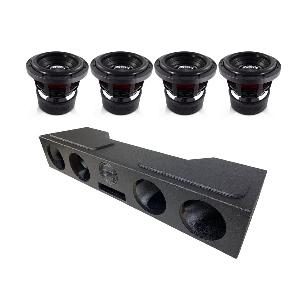 (4) Sundown Audio X8 v4 & Dodge Crew Cab 19-25 Quad 8" Subwoofer Box Combo
