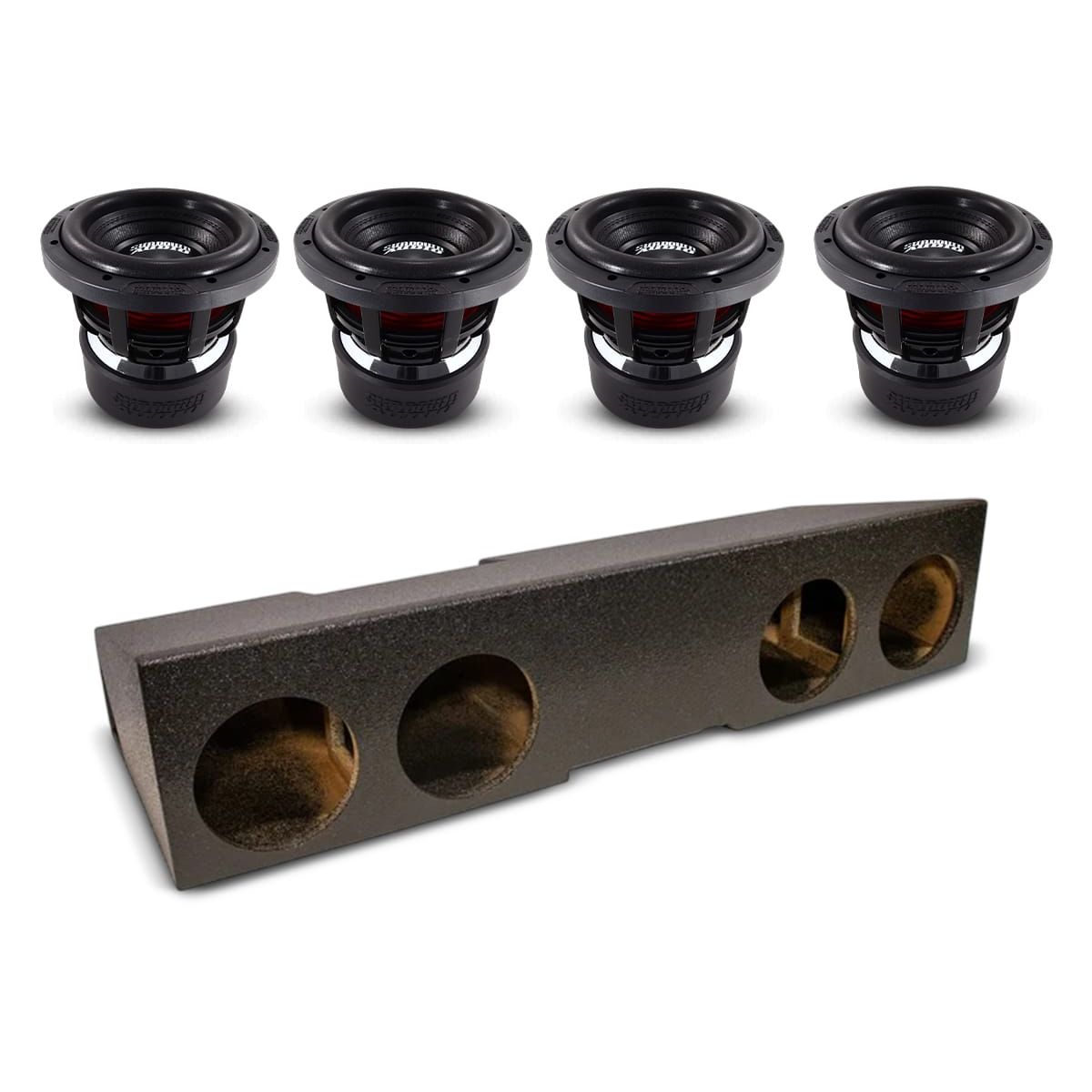 (4) Sundown Audio X8 v4 & Chevy Crew Cab 19-25 Quad 8" Subwoofer Box Combo
