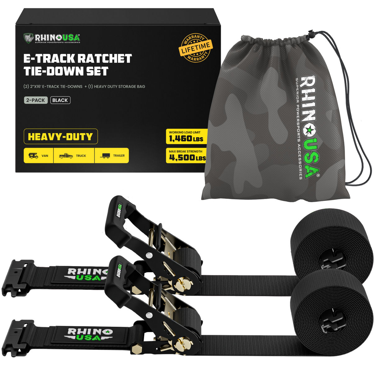 E-Track Ratchet Tie-Down Straps