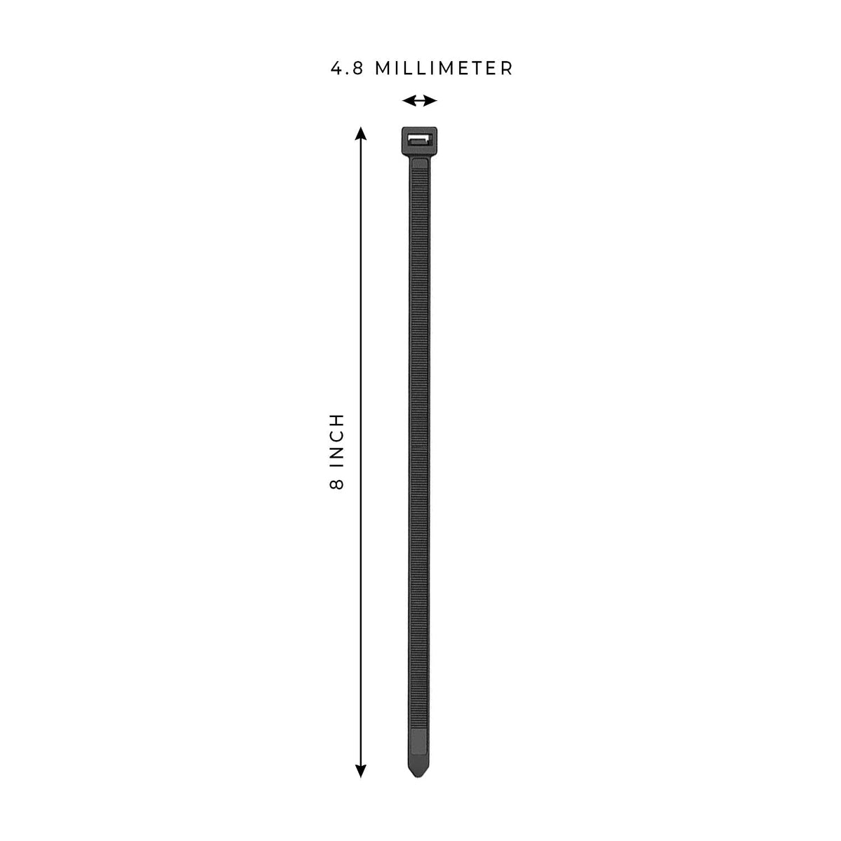 1000-Pack Premium 8-inch Black Nylon Zip Ties (60 Lbs. Tensile Strength / UV Resistant)