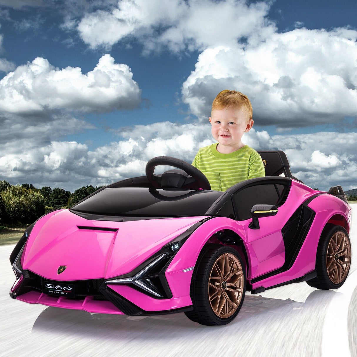 TOBBI 12V Licensed Lamborghini Sian Electric Ride-On Car for Kids with Remote Control