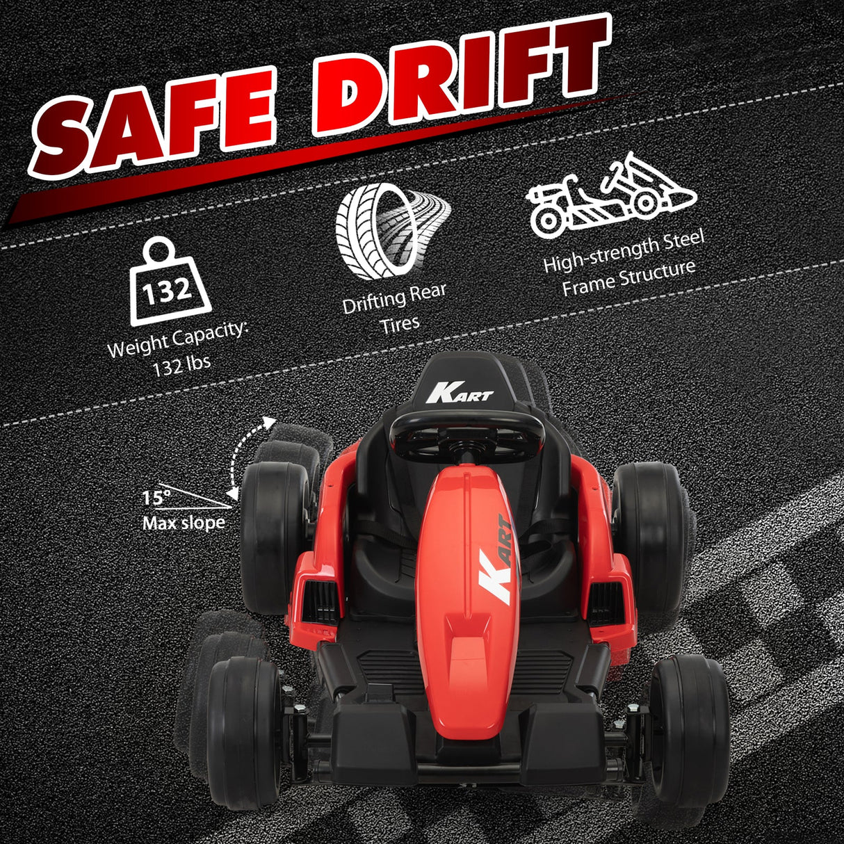 24V Electric Ride-On Go-Kart Toy Vehicle for Kids Ages 4-16