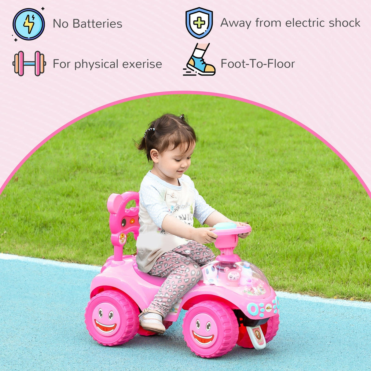 Toddler Push and Ride Foot-to-Floor Sliding Car for Kids Pink