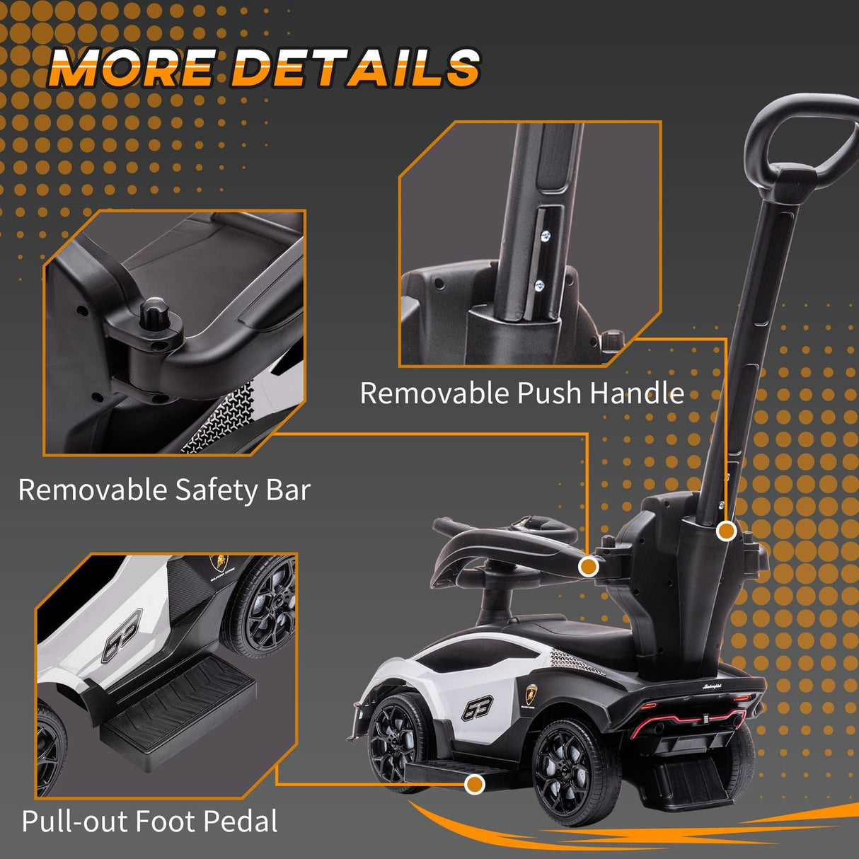 Toddler Push Walker Car Stroller with Music for Ages 1-3