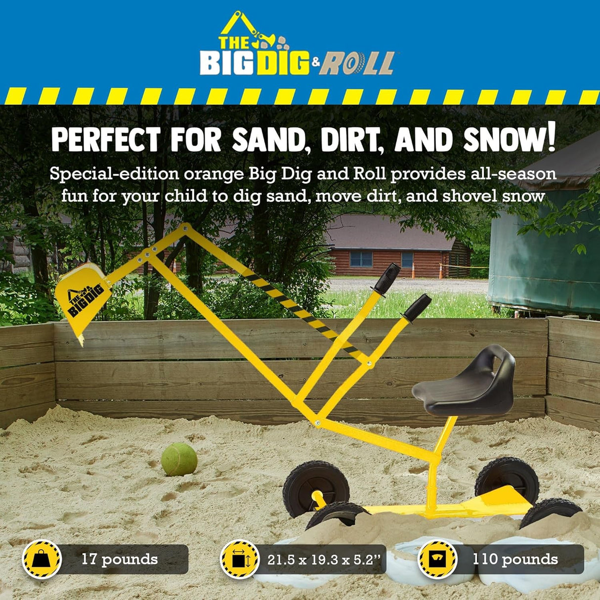 Kids Ride-On Excavator Sand Digger with 360° Rotating Base, Ages 3 and Up, Yellow