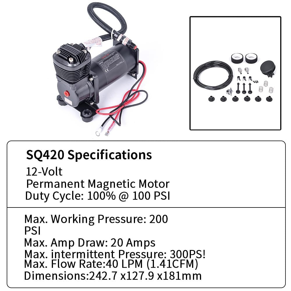 Quiet Air Compressor 300 PSI 1/4 NPT Super Silent 69dB for Truck, Car, and Train Use