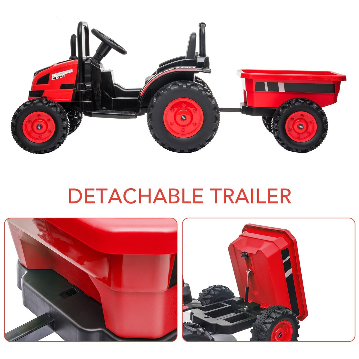 12V Electric Kids Ride-On Tractor with Trailer and Remote Control
