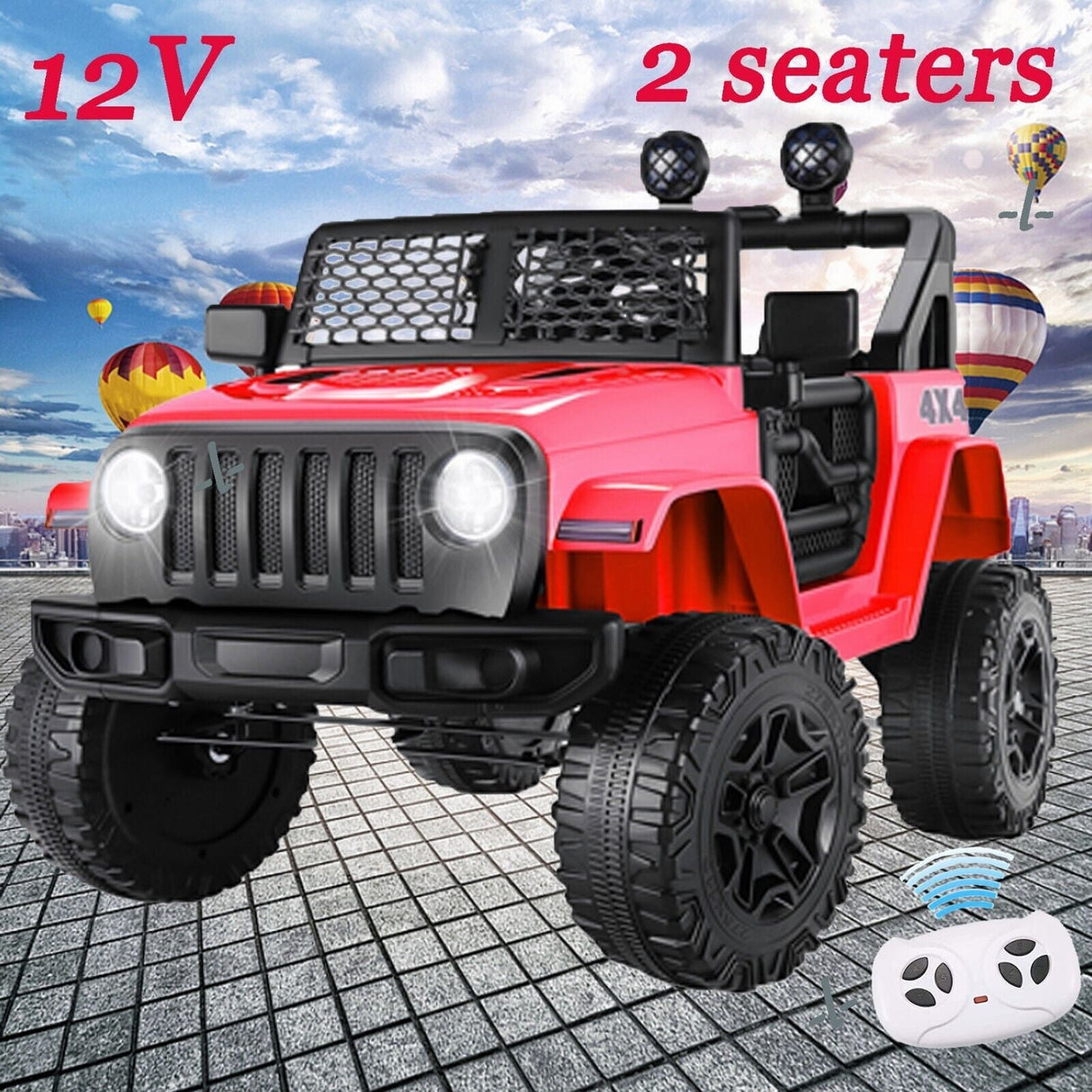 Electric Kids Ride-On Jeep Car with 12V/24V Power Wheels, Music, and Remote Control