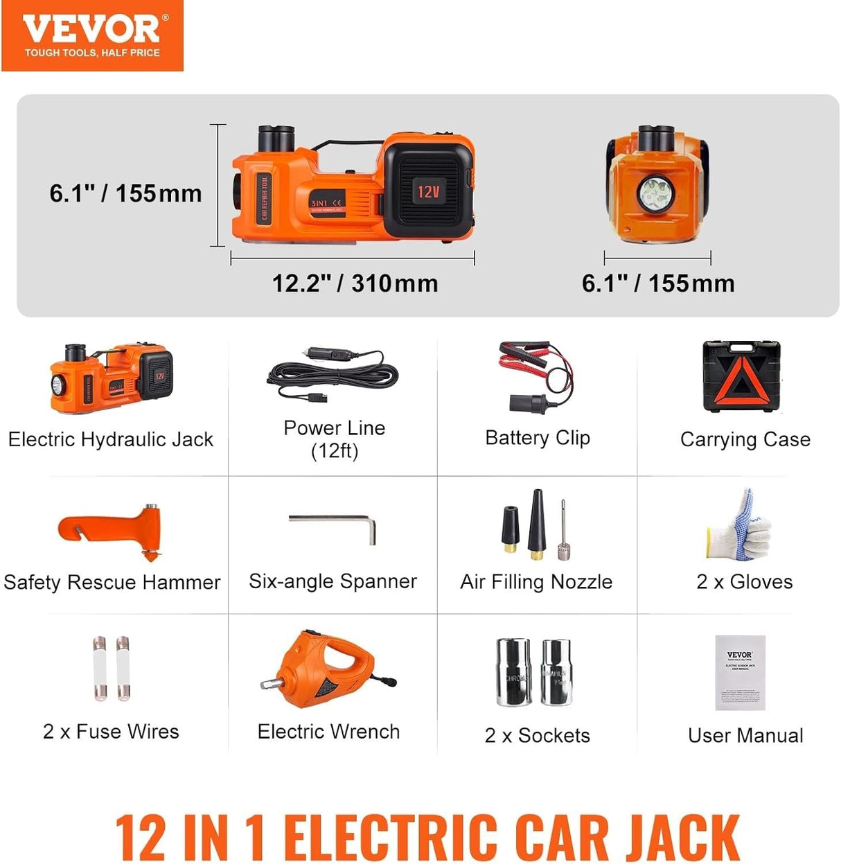 Electric Hydraulic Car Jack 5 Ton Capacity with Electric Impact Lift