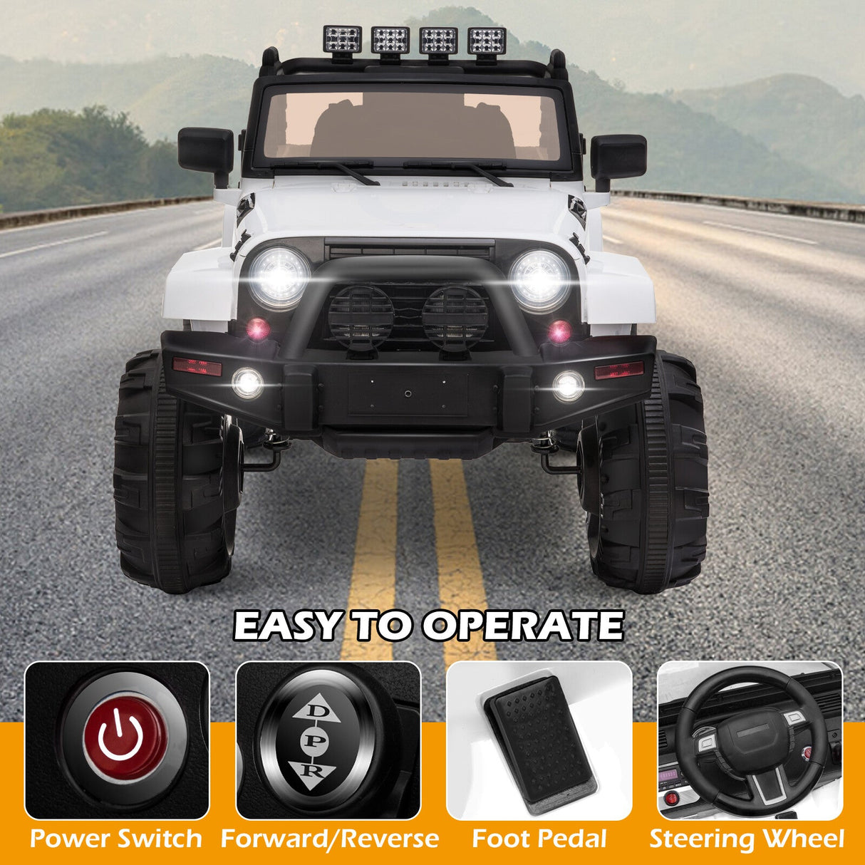12V Kids Ride-On Jeep Truck Car with Remote Control and 3 Speed Settings