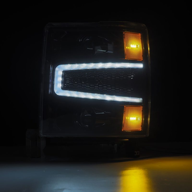 AlphaRex 14-15 Chevy 1500 PRO-Series Projector Headlights, Alpha-Black w/ Sequential Signal & DRL