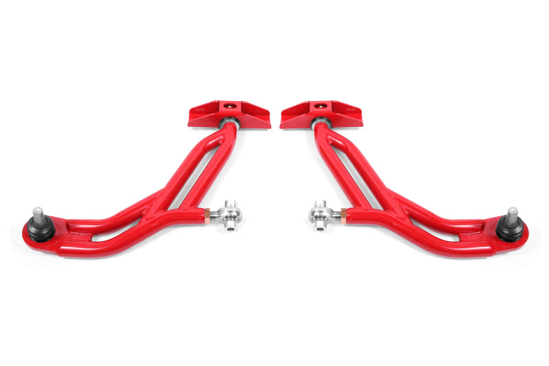 BMR 10-14 Ford Mustang Adj. Lower A-Arms w/ Delrin/Rod End / 18mm Tall Ball Joint - Red BMR Suspension