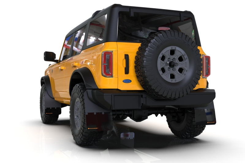 Rally Armor 21-25 Ford Bronco (Steel Bmpr - NO Rptr/Sprt - NO RR/RB) Blk Mud Flap w/Area Blue Logo