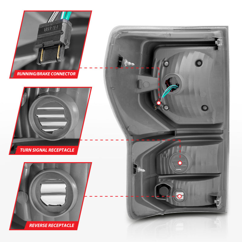 ANZO 07-11 Toyota Tundra Full LED Taillights Black Housing Clear Lens G2 (w/C light Bars)