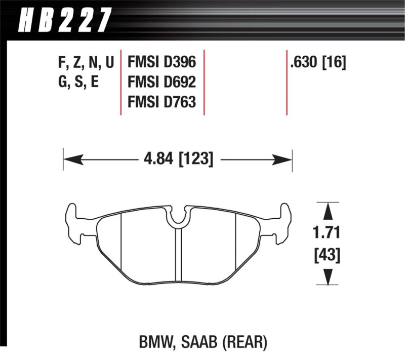 Hawk BMW 3/5/7 Series / M3 / Z3 / Z4 Race Blue 9012 Rear Brake Pads