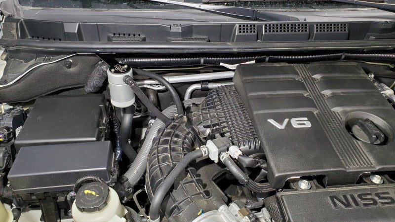 J&L 2022-2025 Nissan Frontier 3.8L V6 Passenger Side Oil Separator 3.0 - Clear Anodized