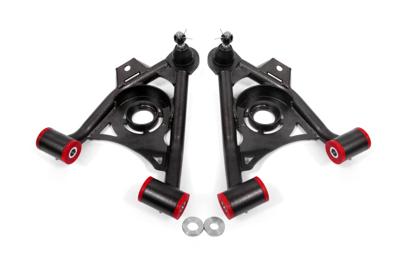 BMR 79-93 Fox Mustang Non-Adj Lower A-Arms Standard Ball Joint Spring Pocket - Black Hammertone BMR Suspension