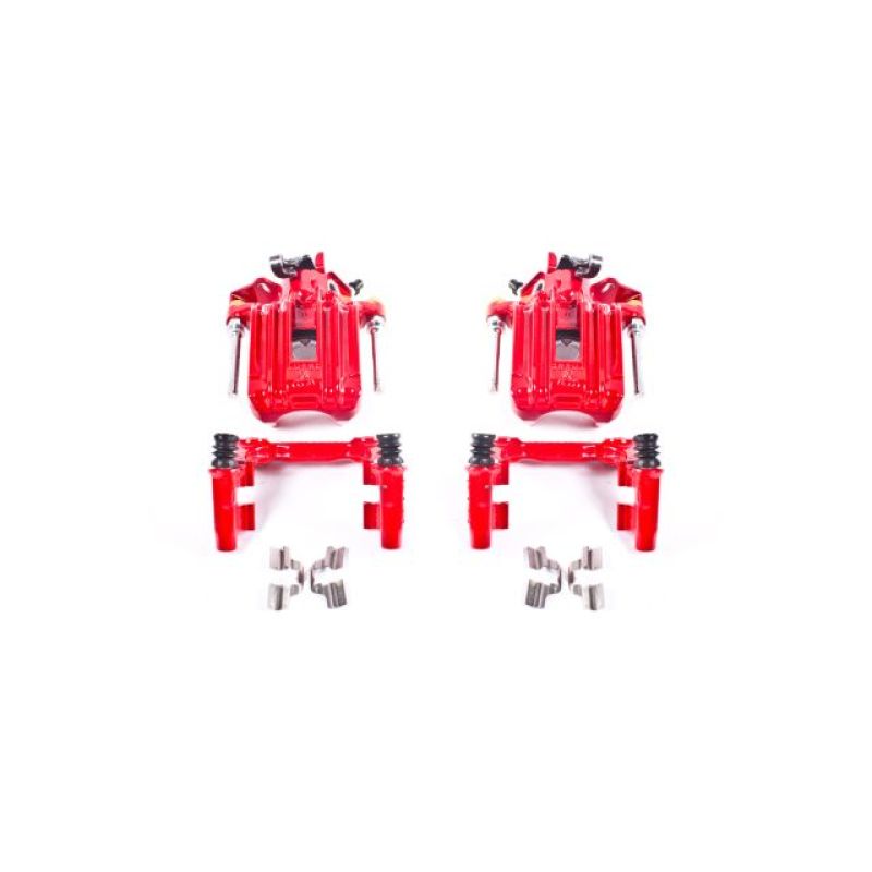 Power Stop 00-06 Audi TT Quattro (w/Non Vented Rotors Only) Rear Red Calipers w/Brackets - Pair