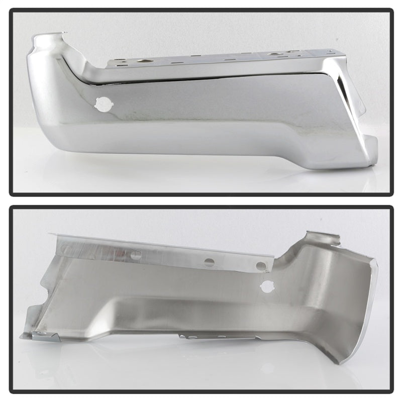 xTune 17-19 Ford F250/ F350 Rear Left Bumper Cap End w/ Sensor Hole - Chrome RB-FF25017-BEWS-L