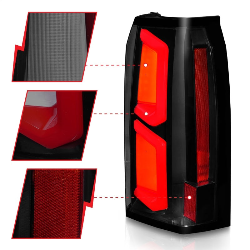 ANZO 2015-2020 Chevrolet Tahoe LED Tail Lights w/ Light Bar Black Housing Smoke Lens
