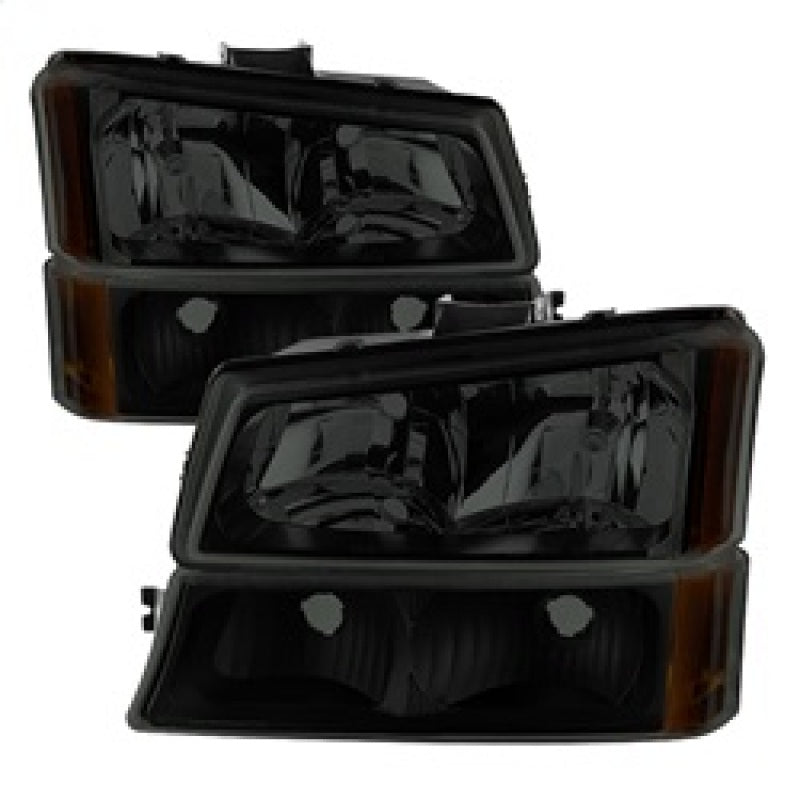 xTune Chevy Silverado 2500HD 03-06 Crystal Headlights w/ Bumper Lights HD-JH-CSIL03-AM-BSM-SET