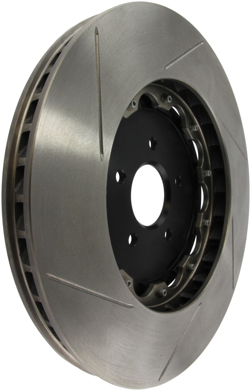 StopTech 03-04 Infiniti G35 Front Right Zinc Coated Drilled 2pc AeroRotor w/ Black Hat