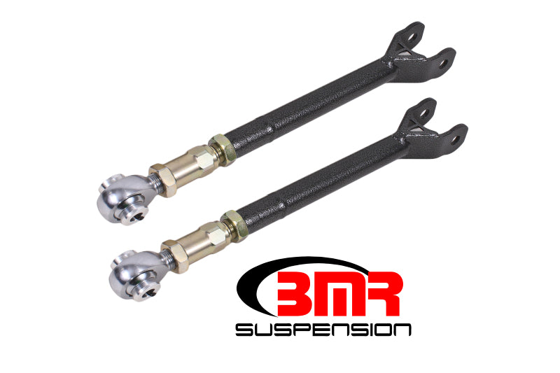 BMR 08-17 Challenger Lower Trailing Arms w/ On-Car Adj. Rod Ends - Black Hammertone BMR Suspension