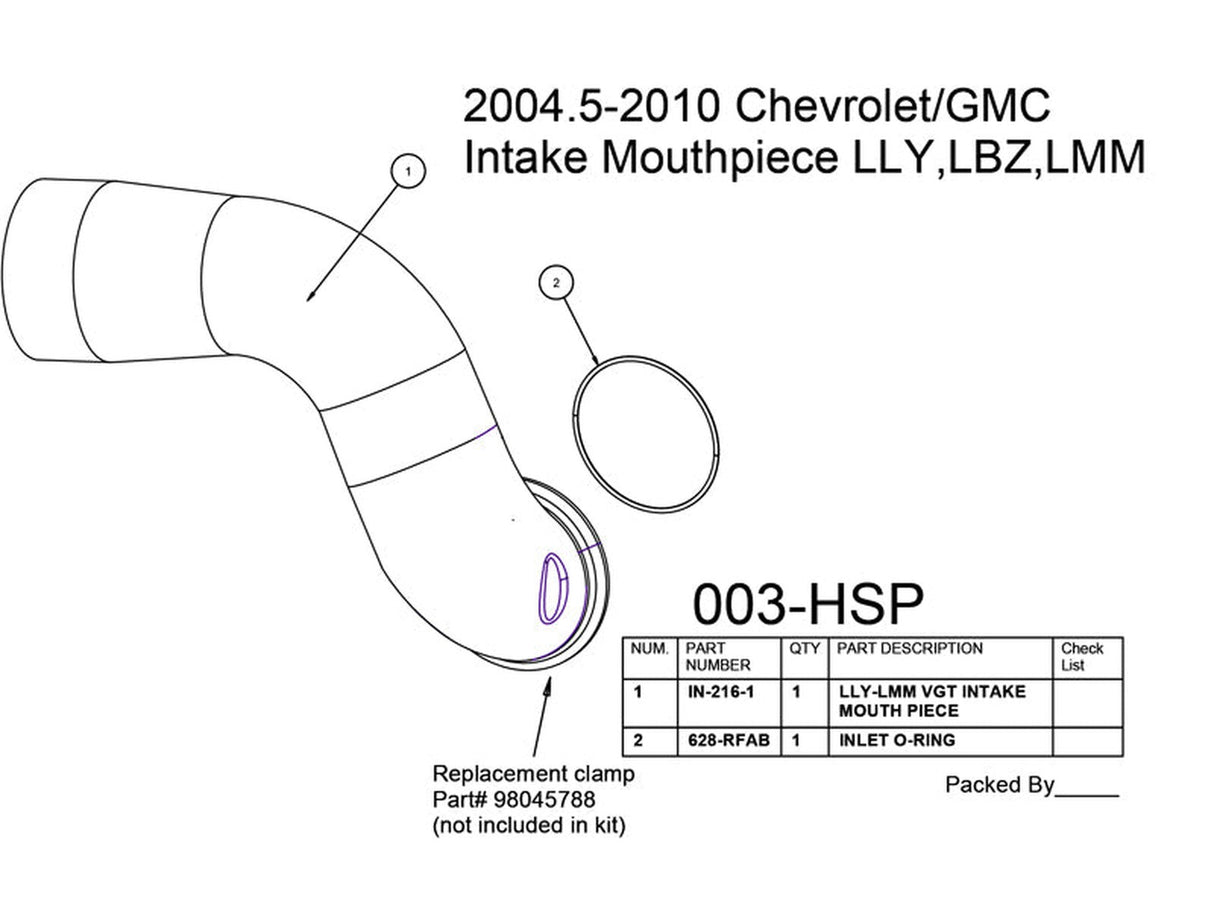 HSP Max Flow Intake Mouthpiece, 2004.5-2010 Chevrolet / GMC 6.6L Duramax, LLY LBZ LMM HSP Diesel