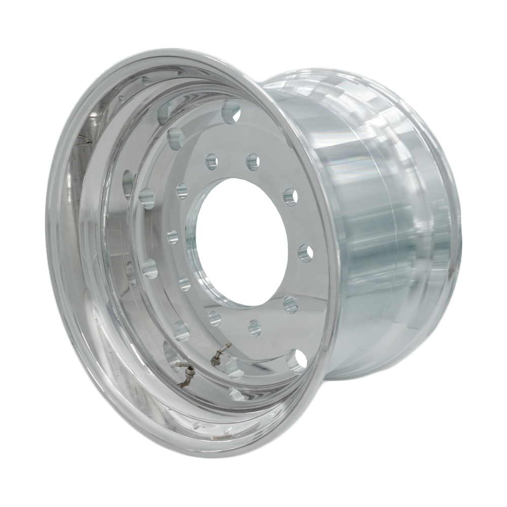 Super Single Wheels 22.5x14 Forged Aluminum Rims Flat Face Polished Hub Pilot