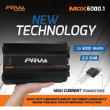 PRV Audio MDX6000.1 0.5 Ohm Compact Mini 1-Channel Full Range Amplifier