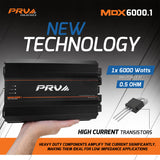 PRV Audio MDX6000.1 | 6000W RMS Full Range Monoblock Amplifier 0.5 Ohm