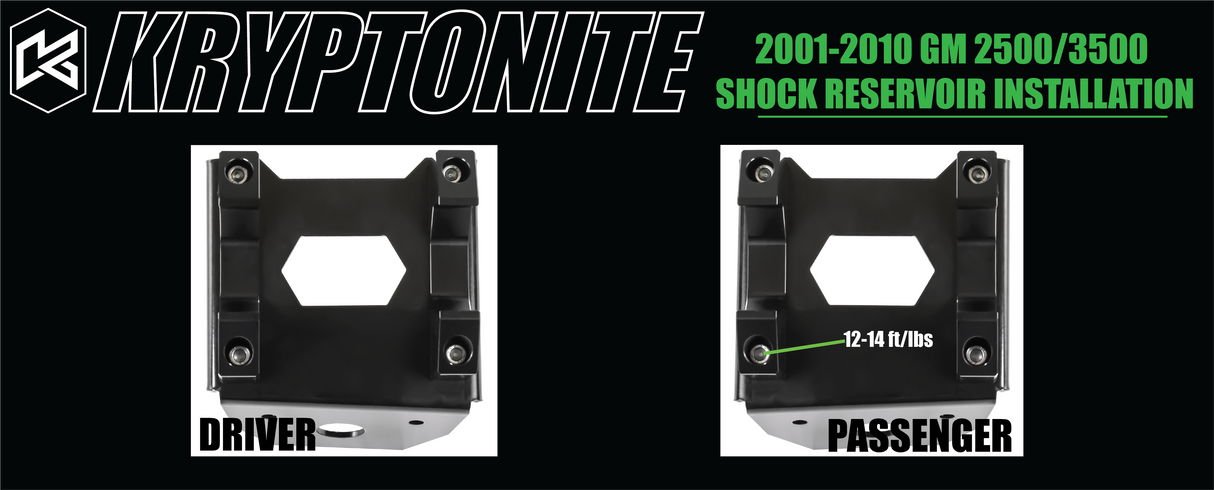 KRYPTONITE REMOTE RESERVOIR MOUNT KIT FOR 2001–2010 CHEVY/GMC HD TRUCKS & 2002–2009 HUMMER H2