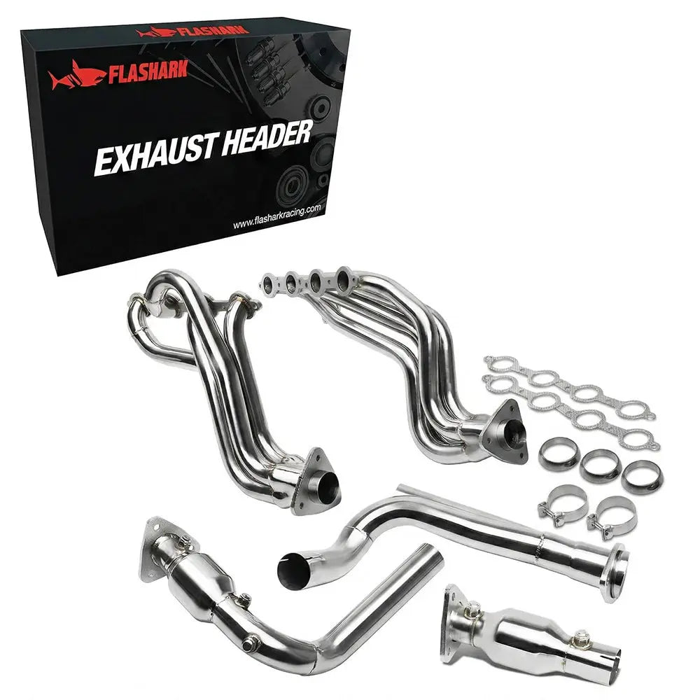Exhaust Header for 1999-2006 Chevrolet Silverado/Avalanche 1500 GMC Sierra 1500 GMT800 4.8L 5.3L 6.0L V8 Engine (with EGR Valve)