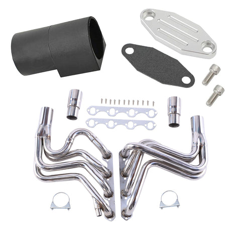 TruckTok 1987-1996 5.8L Ford V8 Long Tube Header & EGR Block Off delete Kit w/Simulator TruckTok