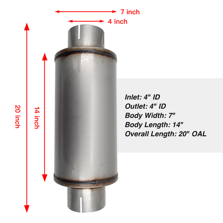 TruckTok 4" Stainless Steel Muffler 20" Overall Length for Diesel Exhaust Generic TruckTok