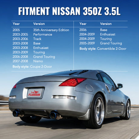 2003-2009 Nissan 350Z 3.5L Cat Back Exhaust w/ 4.5 Inches Dual Burnt Tips
