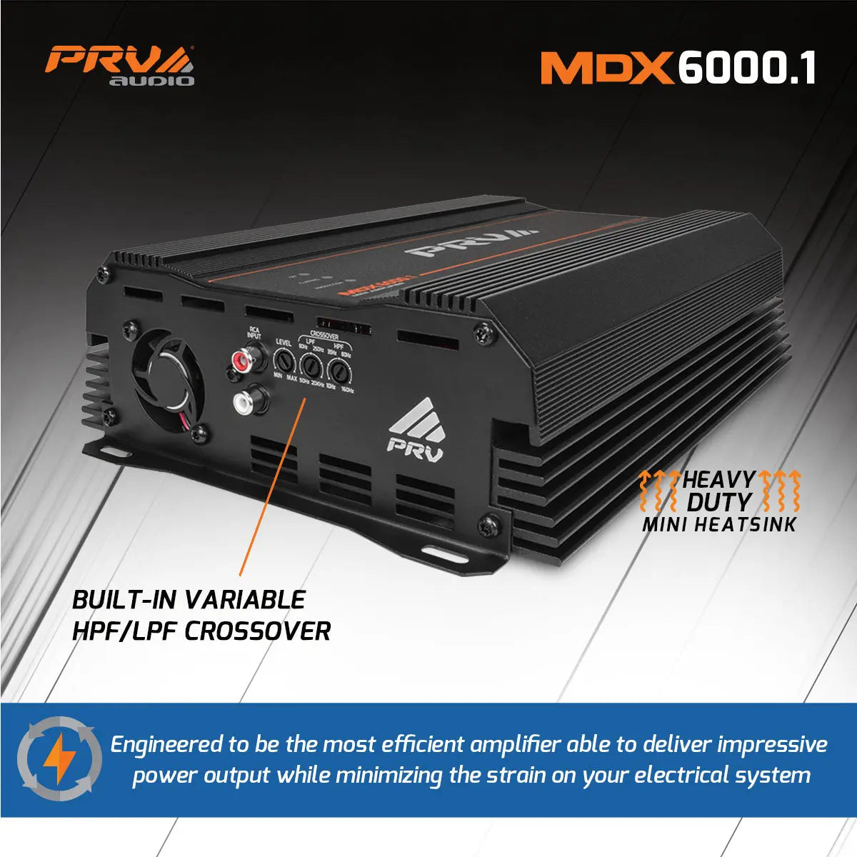 PRV Audio MDX6000.1 0.5 Ohm Compact Mini 1-Channel Full Range Amplifier