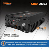 PRV Audio MDX6000.1 0.5 Ohm Compact Mini 1-Channel Full Range Amplifier