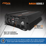 PRV Audio MDX6000.1 | 6000W RMS Full Range Monoblock Amplifier 0.5 Ohm