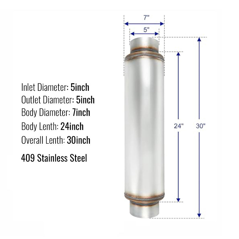 TruckTok 5" Muffler 30" Overall Length for Diesel Exhaust Generic