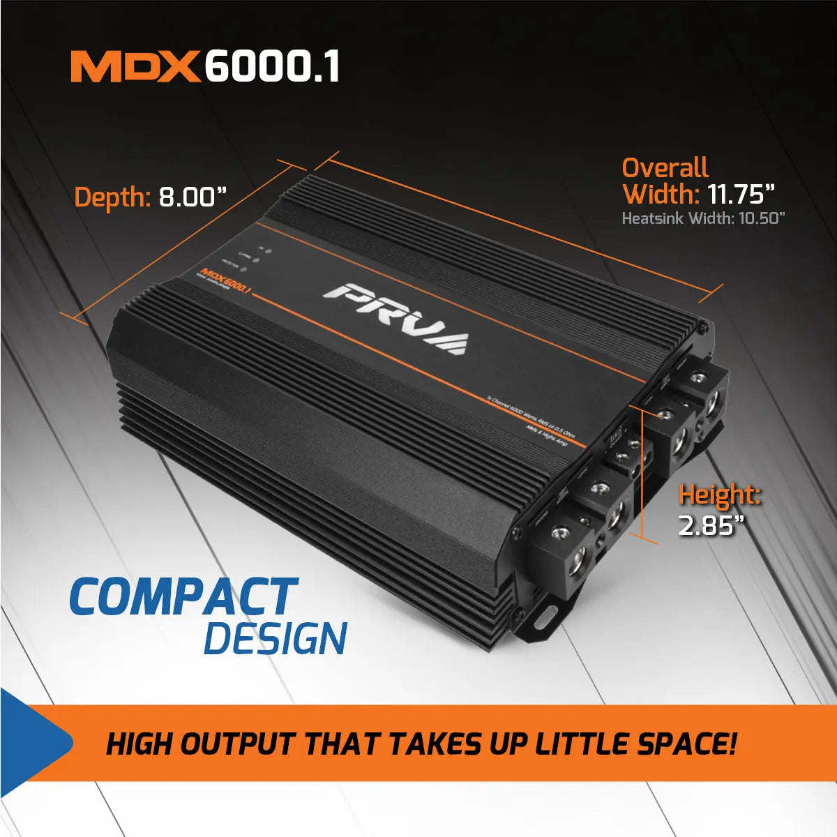 PRV Audio MDX6000.1 0.5 Ohm Compact Mini 1-Channel Full Range Amplifier