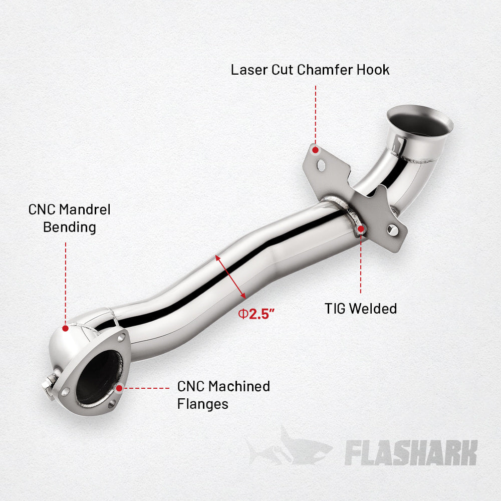 Downpipe Exhaust for 2007-2016 Mini Cooper R55-R61 1.6L Turbo 2.5 inch with 2 O2 sensor bungs Flashark
