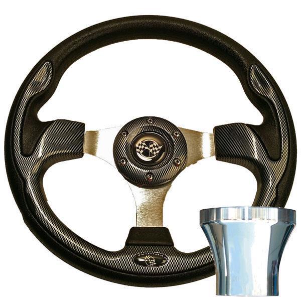 GTW Steering Wheel Kit, Carbon Fiber/Rally 12.5 W/Chrome Adapter 94.5-Up