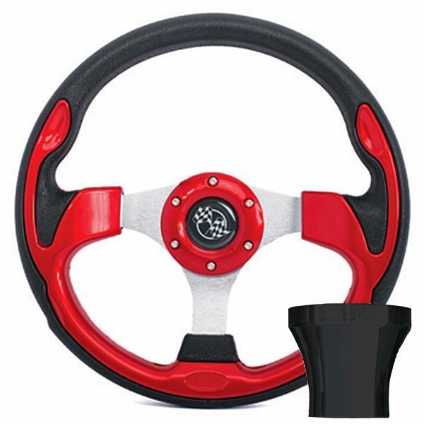 GTW Steering Wheel Kit, Red/Rally 12.5 W/Black Adapter, EZGO