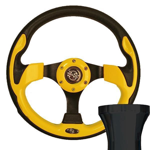 GTW Steering Wheel Kit, Yellow/Rally 12.5 W/Black Adapter, Club Car Precedent