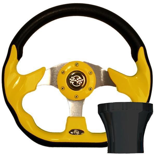 GTW Steering Wheel Kit, Yellow/Race 12.5 W/Black Adapter, EZGO