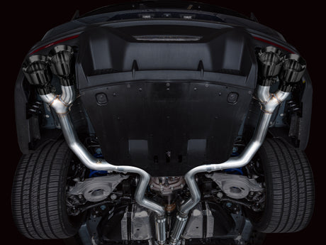 AWE 2024 Ford Mustang Dark Horse S650 RWD Track Edition Catback Exhaust w/ Quad Diamond Black Tips